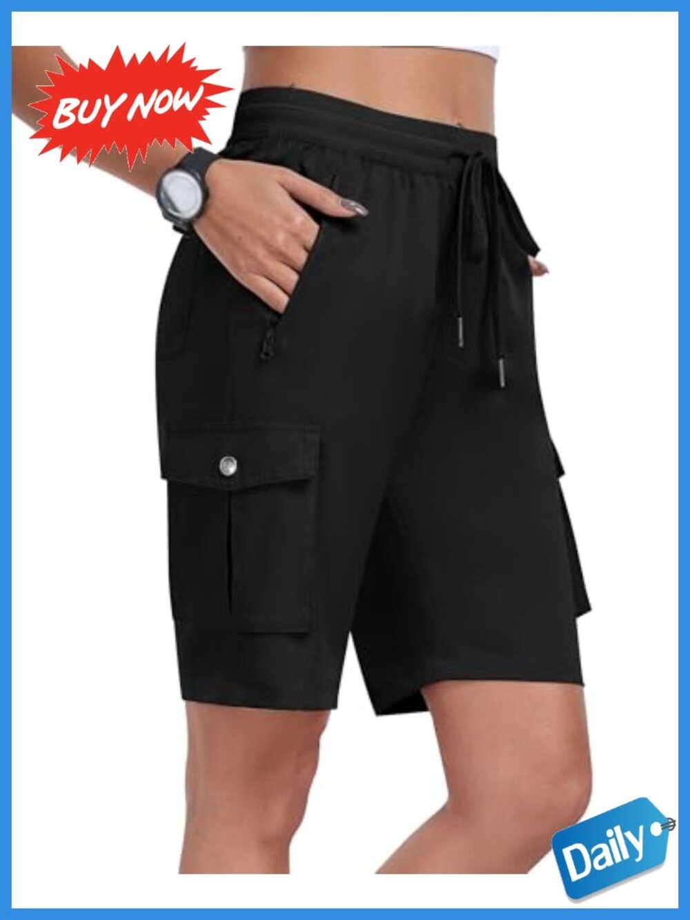 Quick Dry Hiking Cargo Shorts Lightweight Elastic Waist Straight Fit
